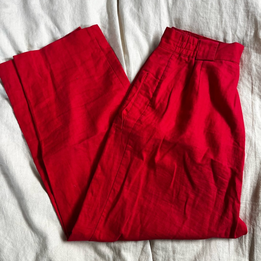 Vintage Linen Red Pants - Small
